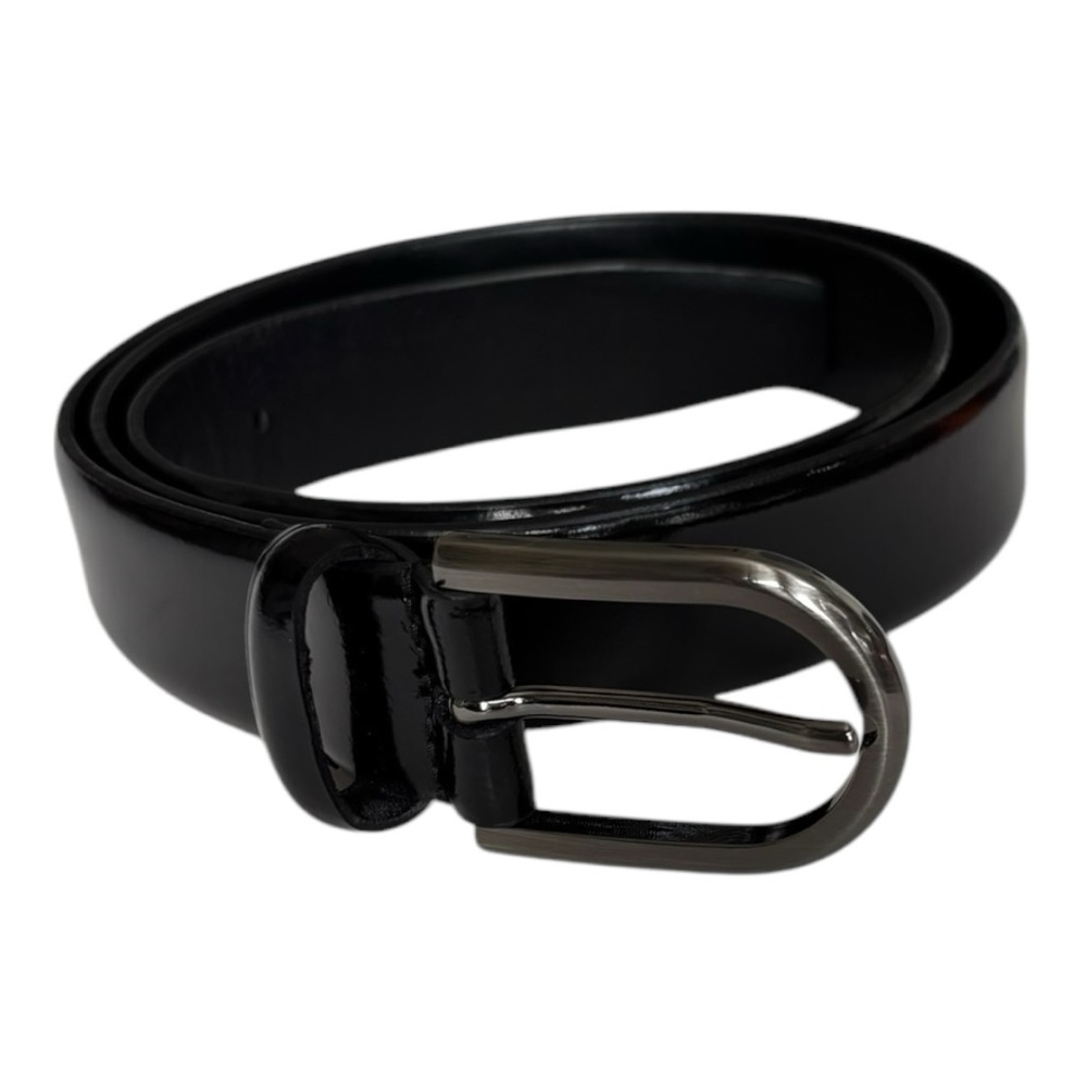 Barneys New York supple hand made in Italy shinny black calf leather belt  | 36